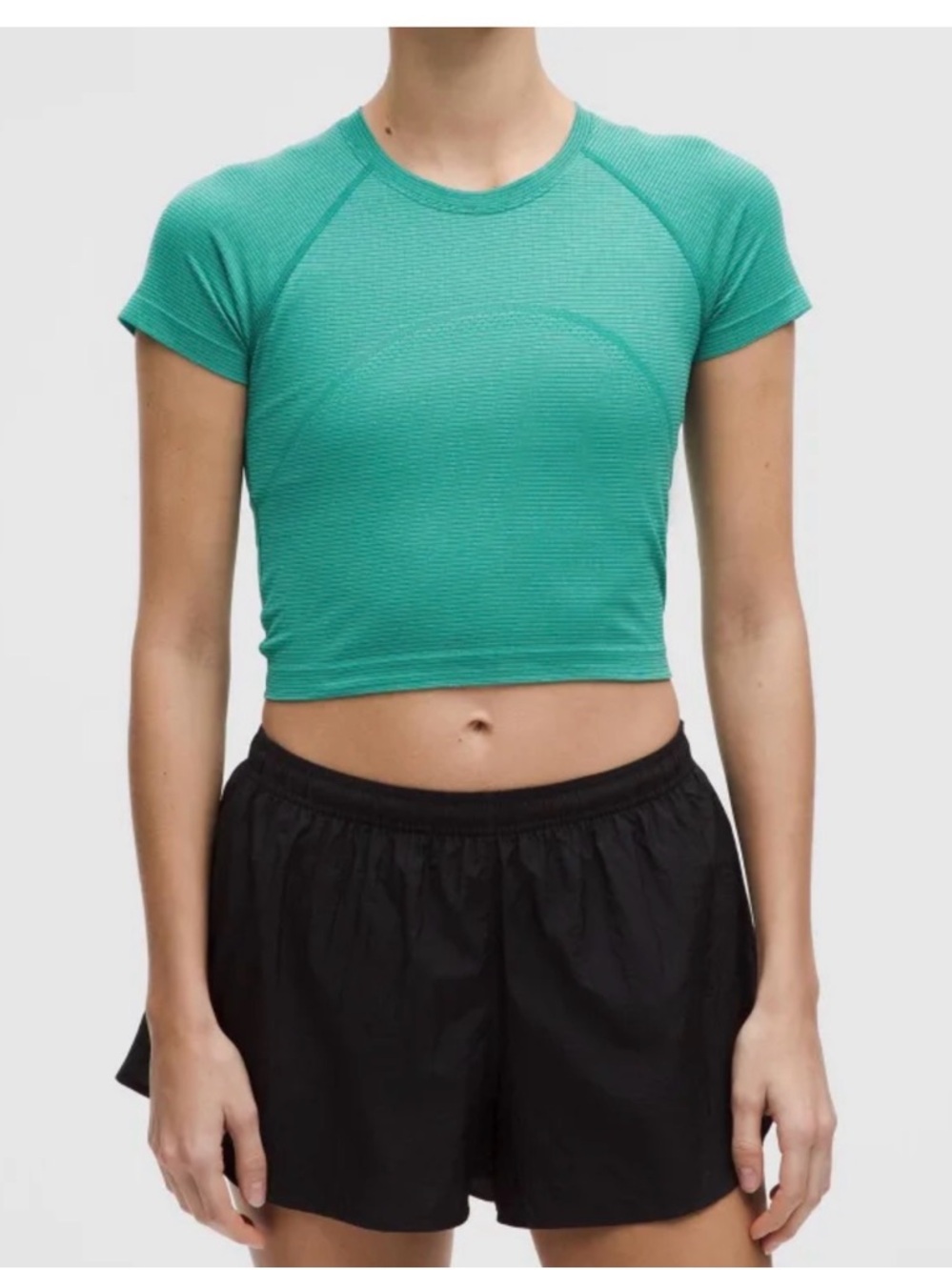 lululemon athletica Teal Green Short Sleeve Crop Top